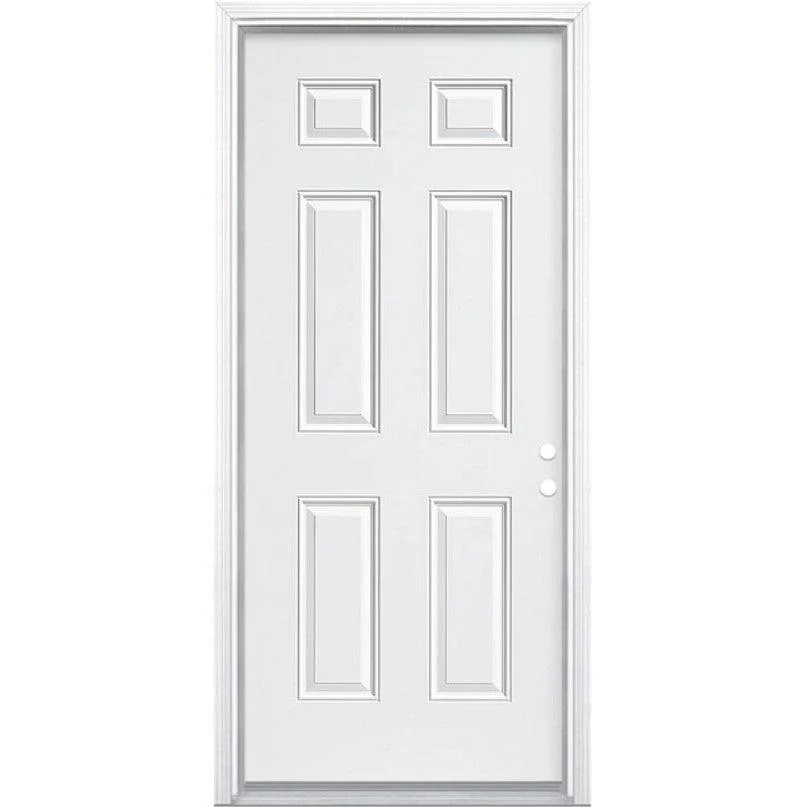 30" x 80" Prehung Smooth Fiberglass Entry Door System (6 Panel)