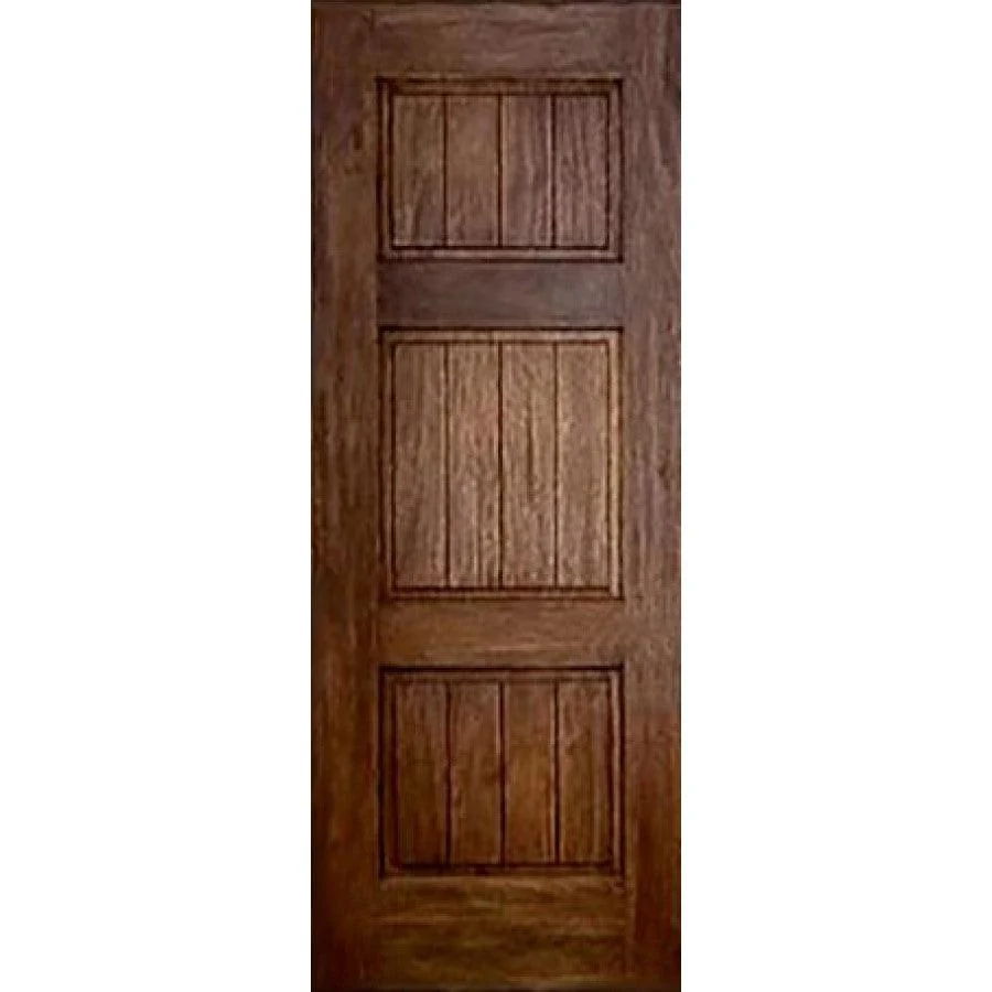 36" Mahogany Entry Door Slab (3 Panel V-Groove)