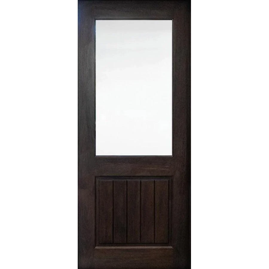 36" Mahogany Entry Door Slab (V-Groove Half Lite Glass)