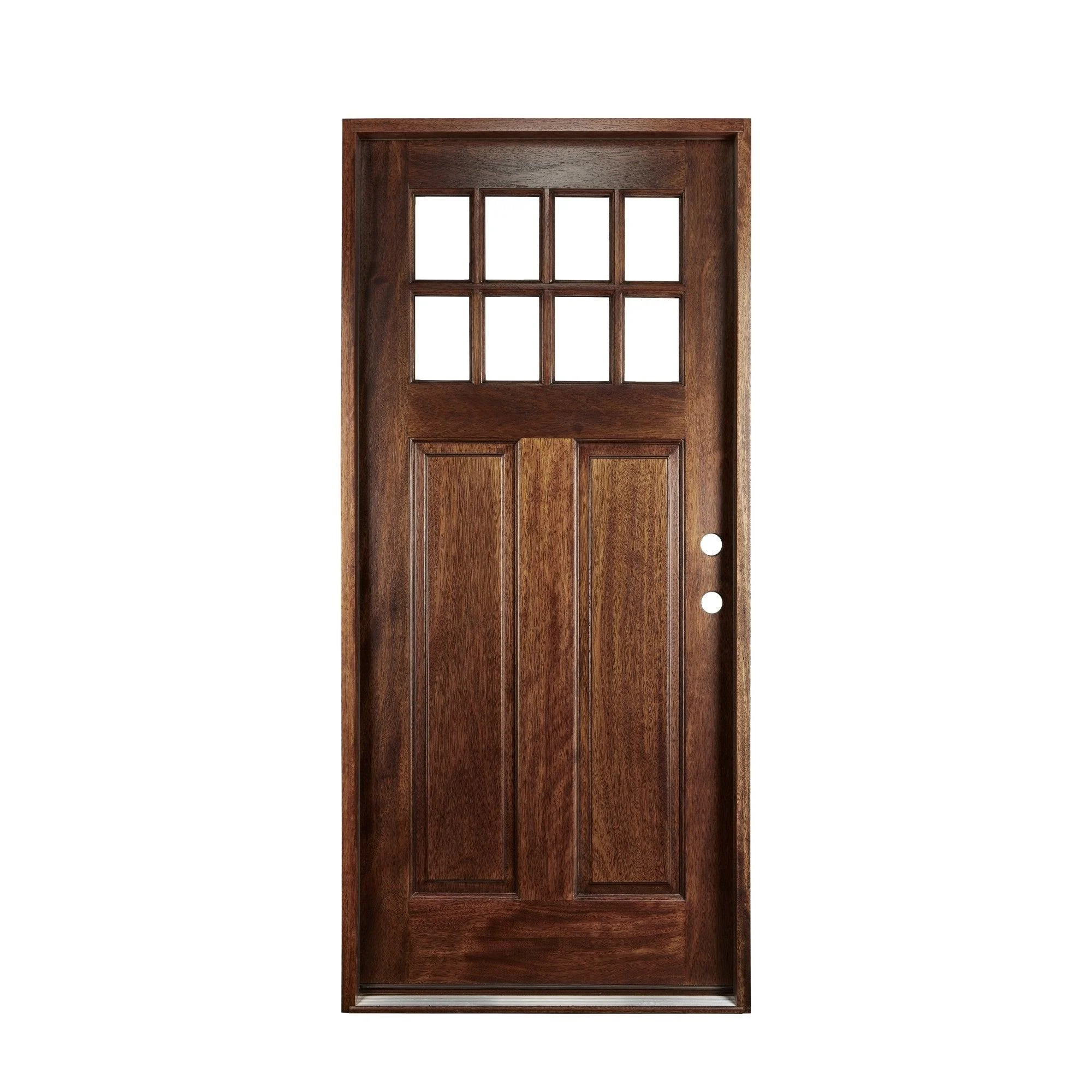 36" Prehung Mahogany Entry Door System (Craftsman 8 Lite)