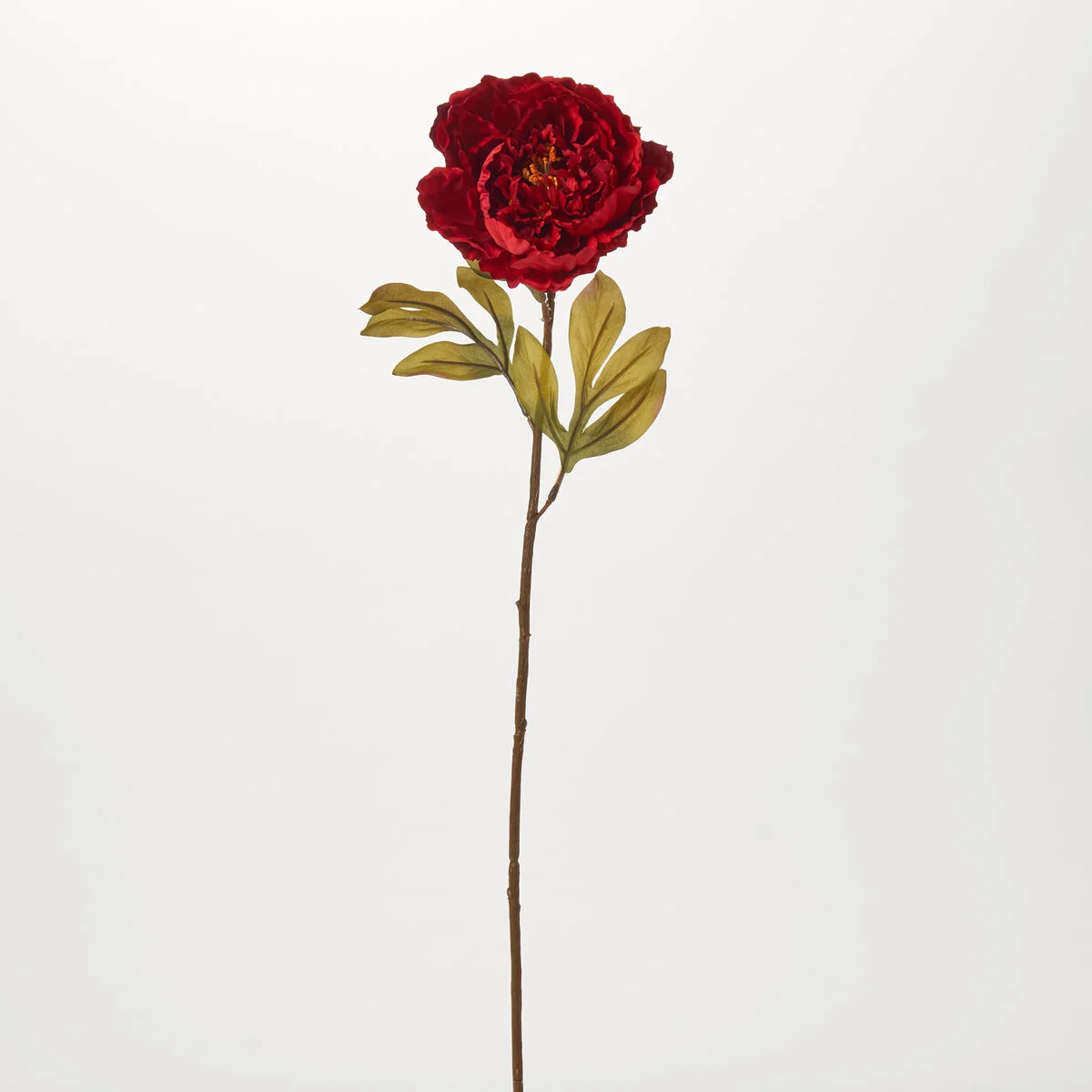 Abundance Red Peony Bloom Single Long Stem Faux Floral Spray - 26"
