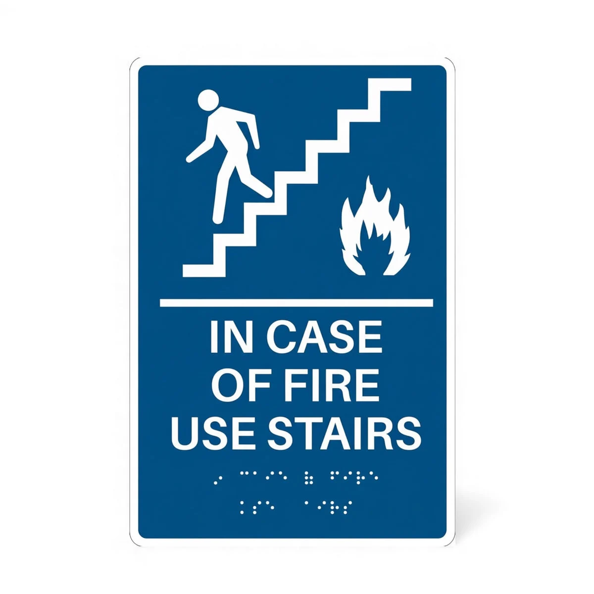 ADA Compliant Elevator Sign," IN CASE OF FIRE USE STAIRS "Tactile with Braille , SignOptima™️