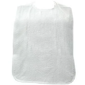 Adult Bib with Velcro Closure and Vinyl Backing, White, 18" x 30"