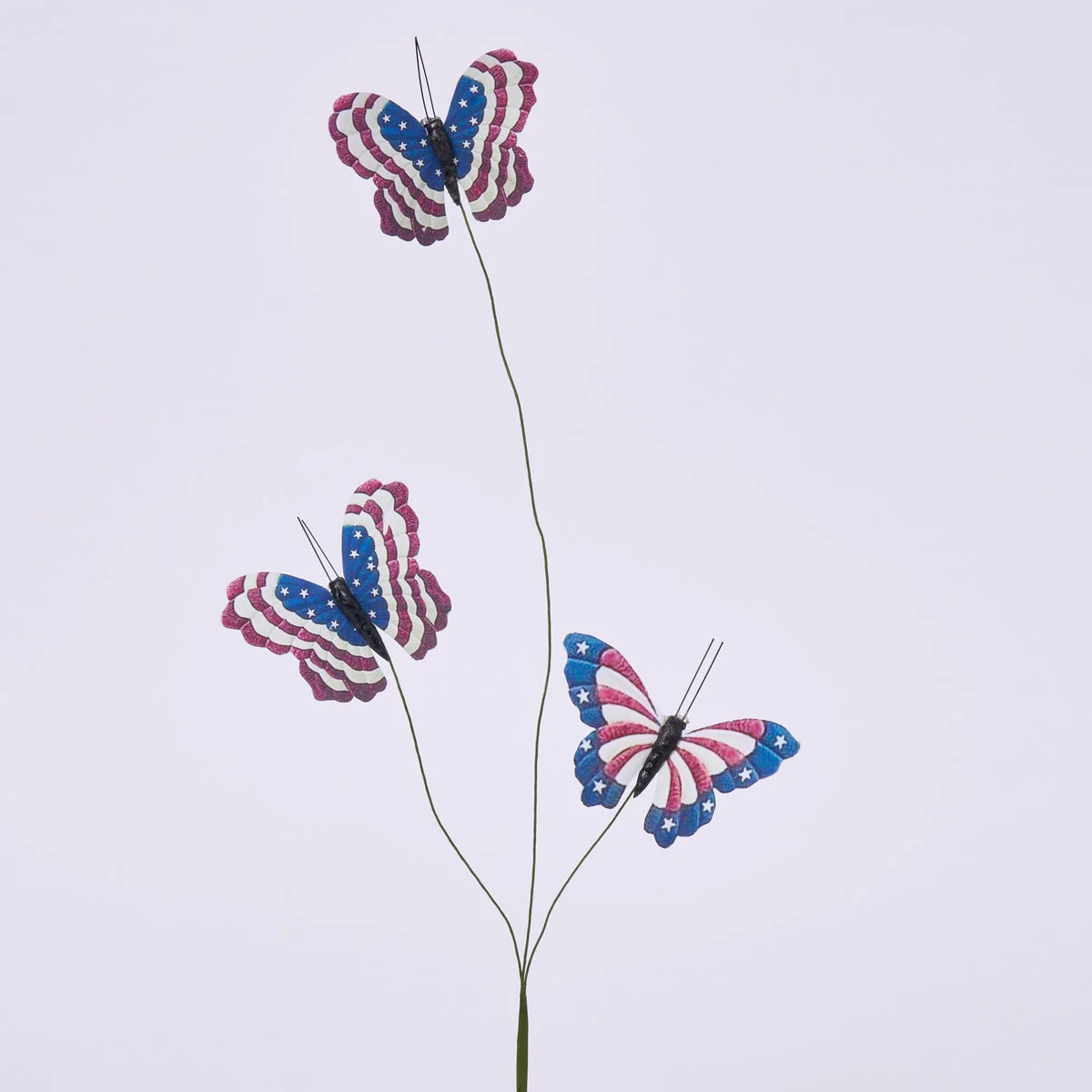 American Flag Butterfly Branch Decorative Patriotic Spray - 15"