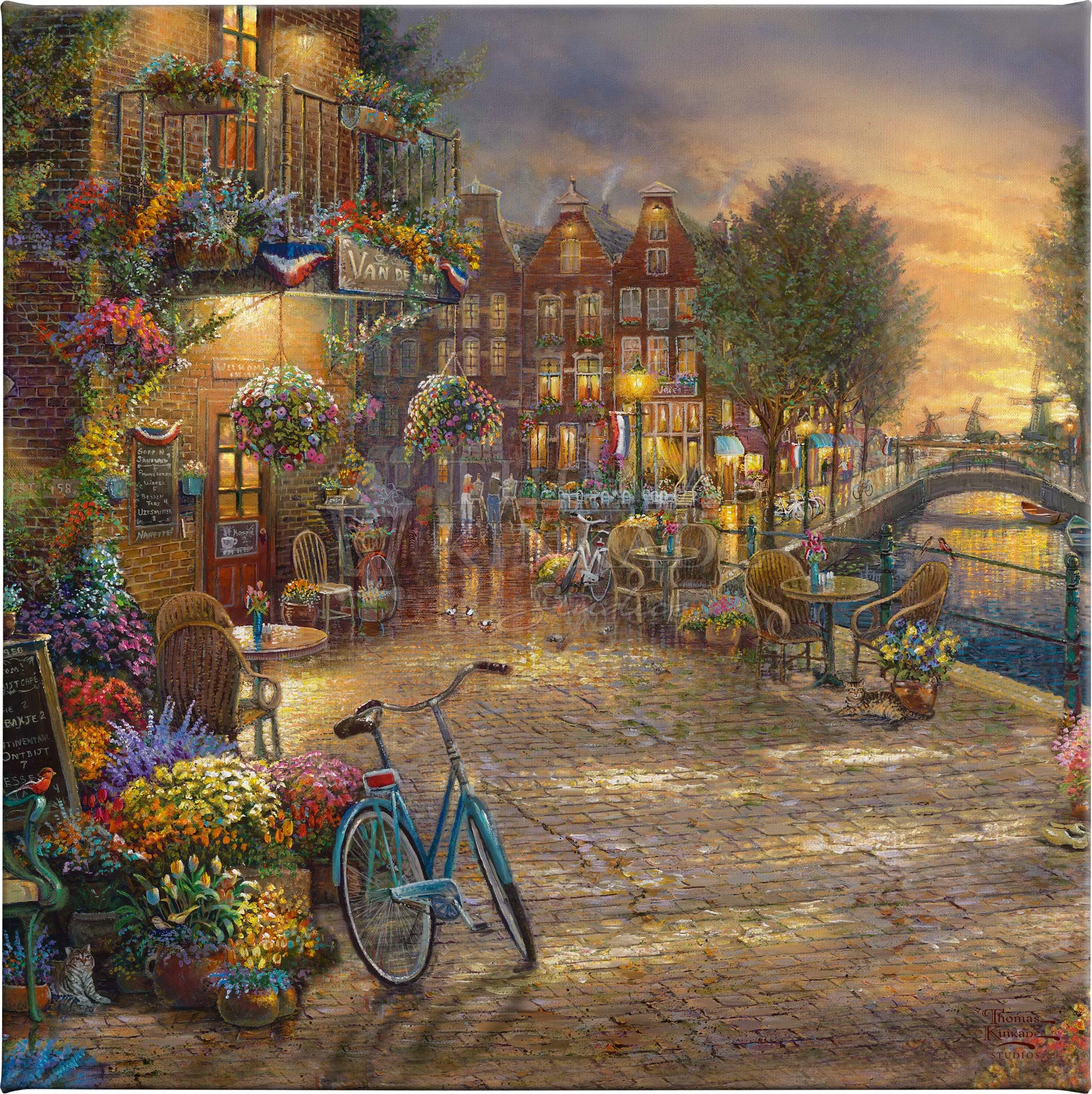 Amsterdam Café - 14" x 14" Gallery Wrapped Canvas