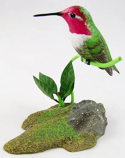 Anna's Hummingbird #1 - Hand Carved Wooden Bird