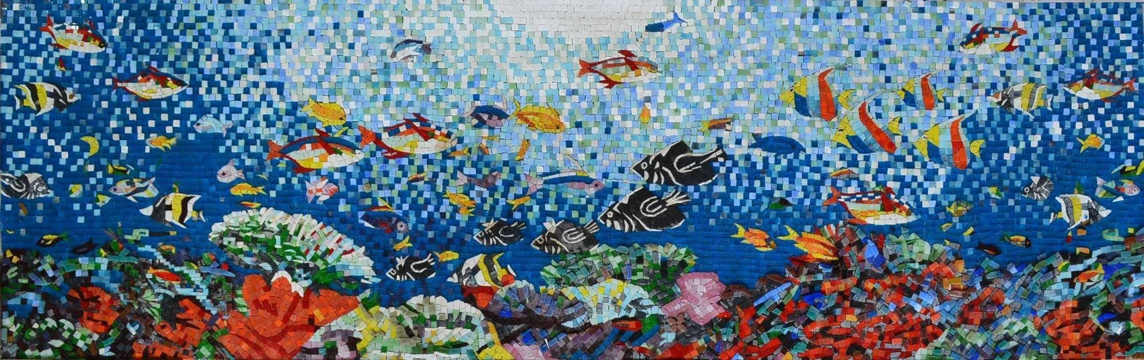 Aquatic Sea Creatures Scene Glass Mosaic