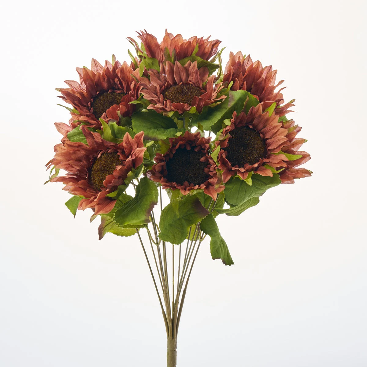 Autumn Brown Sunflower Head & Leaf Bush Foliage Bouquet - 20"