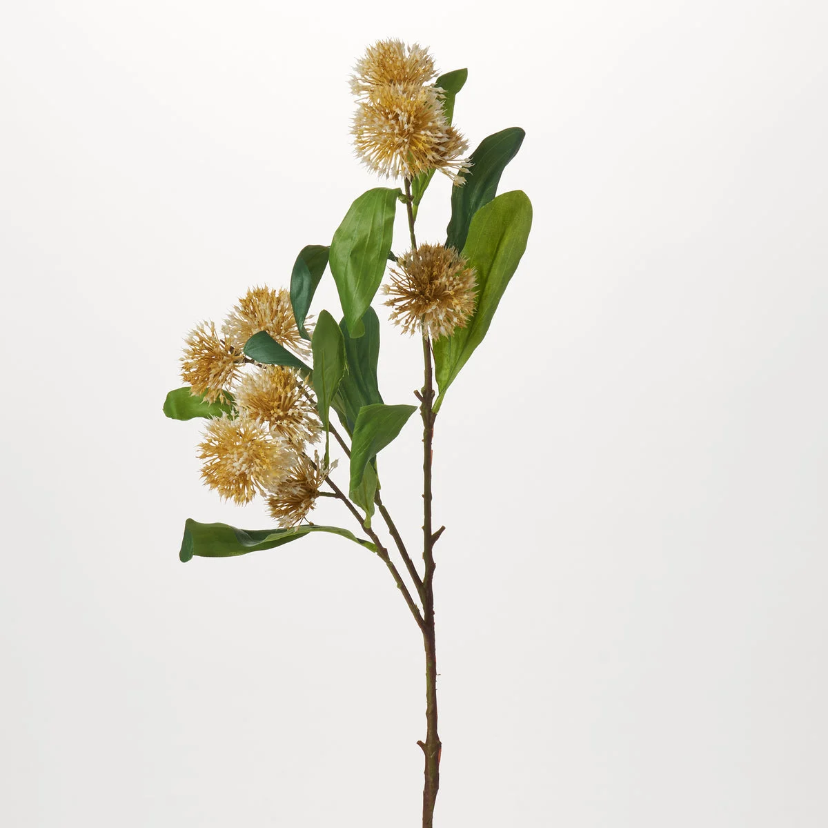 Autumn Yellow Chinese Sweet Gum Blossom Faux Flower Stem Spray - 28"
