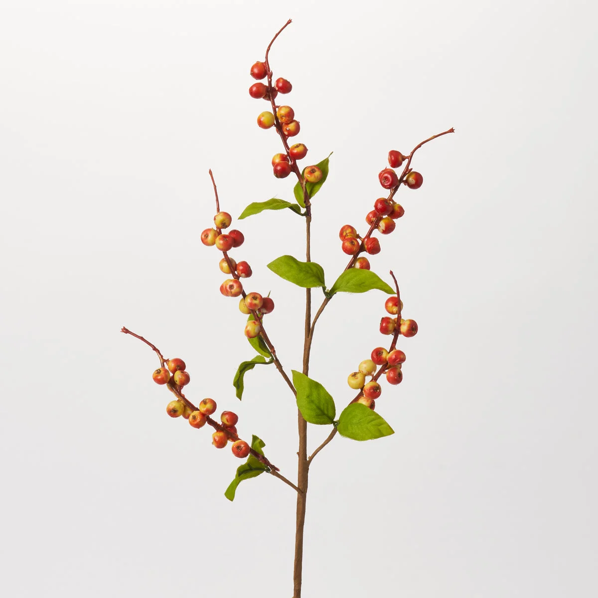 Autumnal Red Yellow Faux Goose Berry Branch Spray - 27"