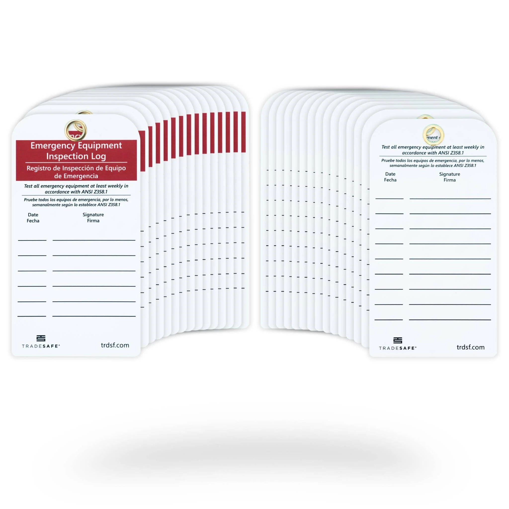 Bilingual Emergency Equipment Inspection Log- Inspección de Equipo de Emergencia - Pack of 30