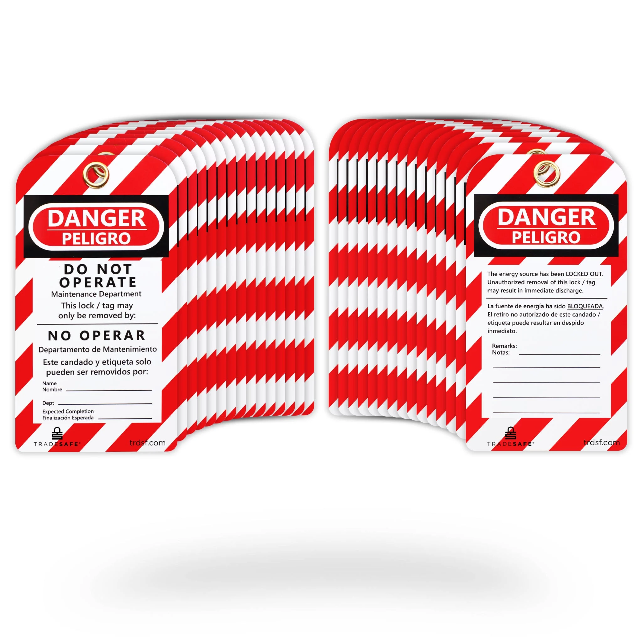 Bilingual Lockout Tagout Danger Tags – Pack of 30