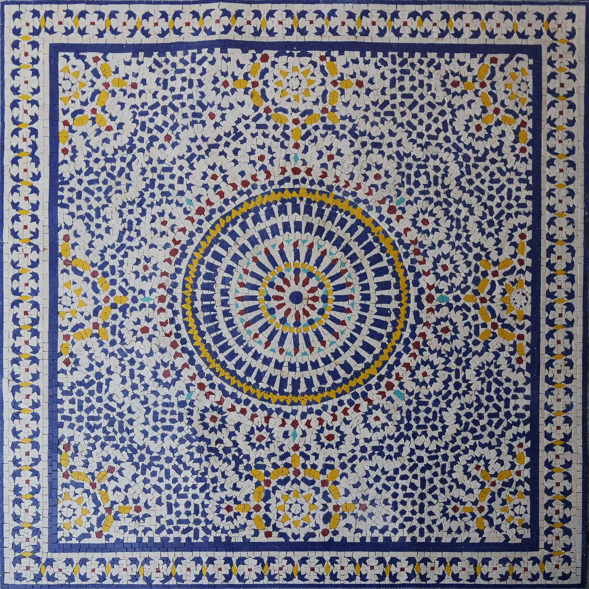 Blue and Yellow Moroccan Mosaic Brilliance | Luxury Handcrafted Art