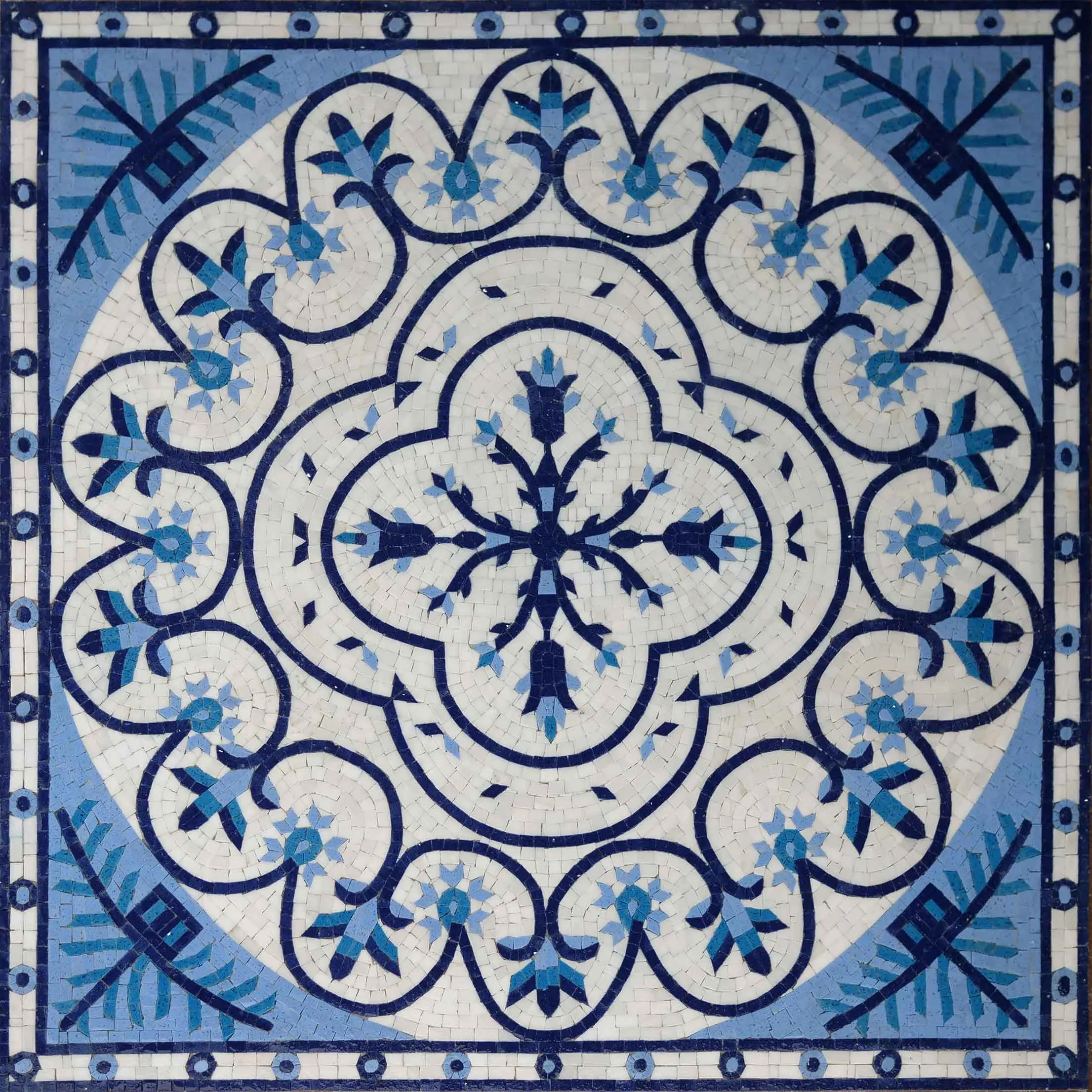 Botanical Geometric Mosaic Pattern Design | Luxury Handcrafted Natural Stone
