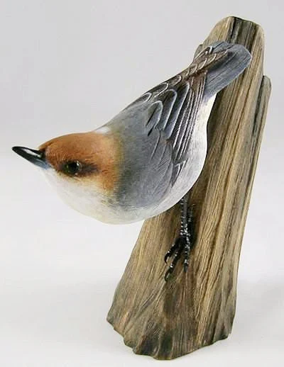 Brown-Headed Nuthatch - Hand Carved Wooden Bird