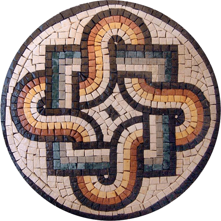 Brown and Yellow Medallion - Guilloche Mosaic