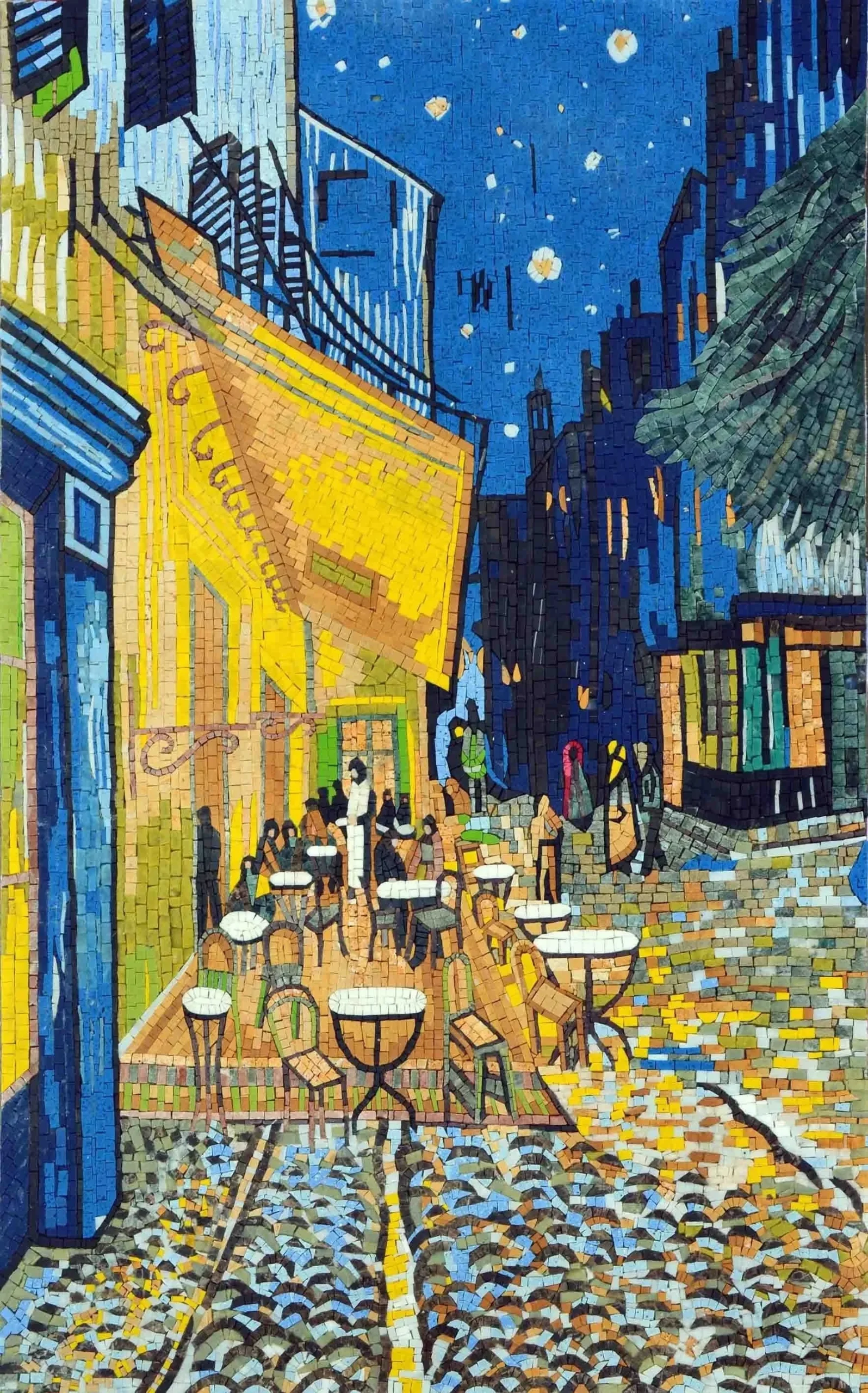 "Cafe at Night " by Vincent Van Gogh - Mosaic Wall Art
