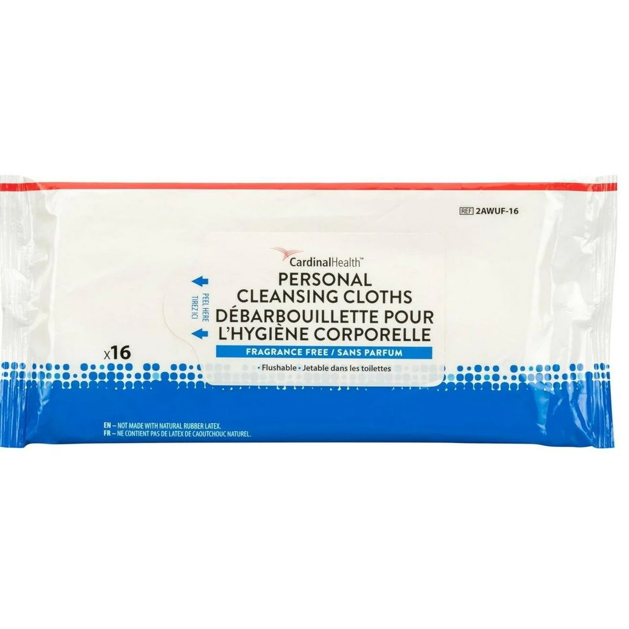 Cardinal Health Personal Cleansing Cloth, Flushable, Fragrance Free, 9" x 13"