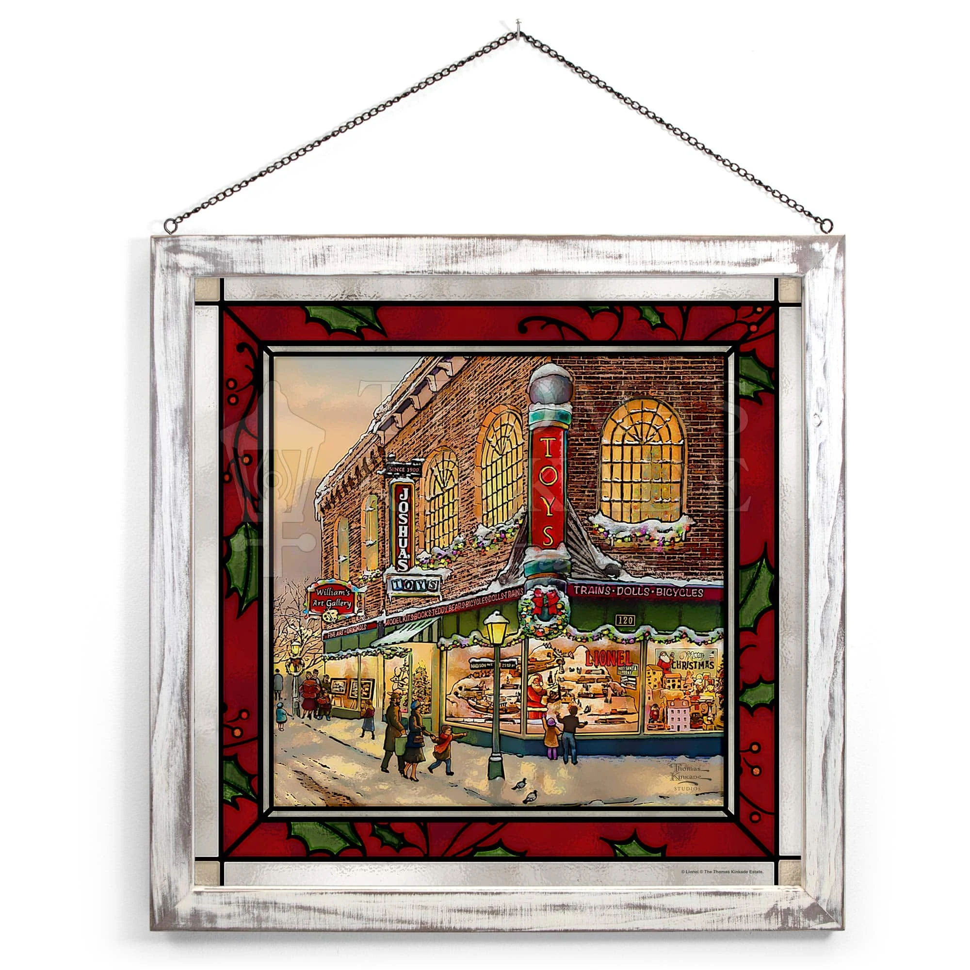 A Christmas Wish - 20" x 20" Framed Glass Art (White Frame)