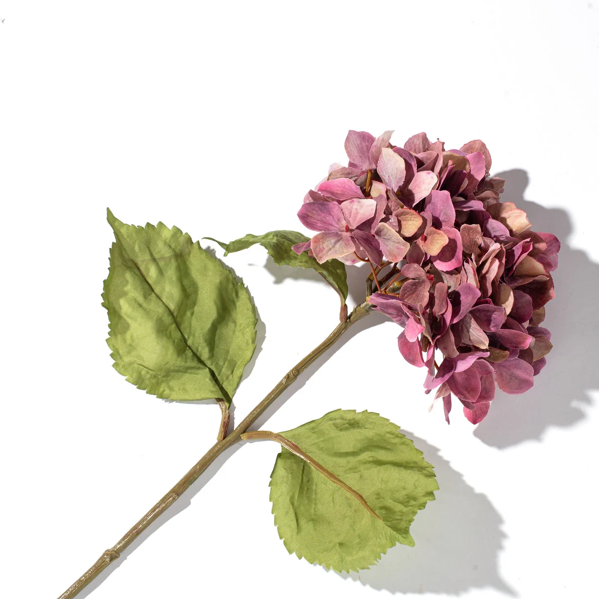 Dusty Mauve Silk Faux Hydrangea Stem Spray - 27"