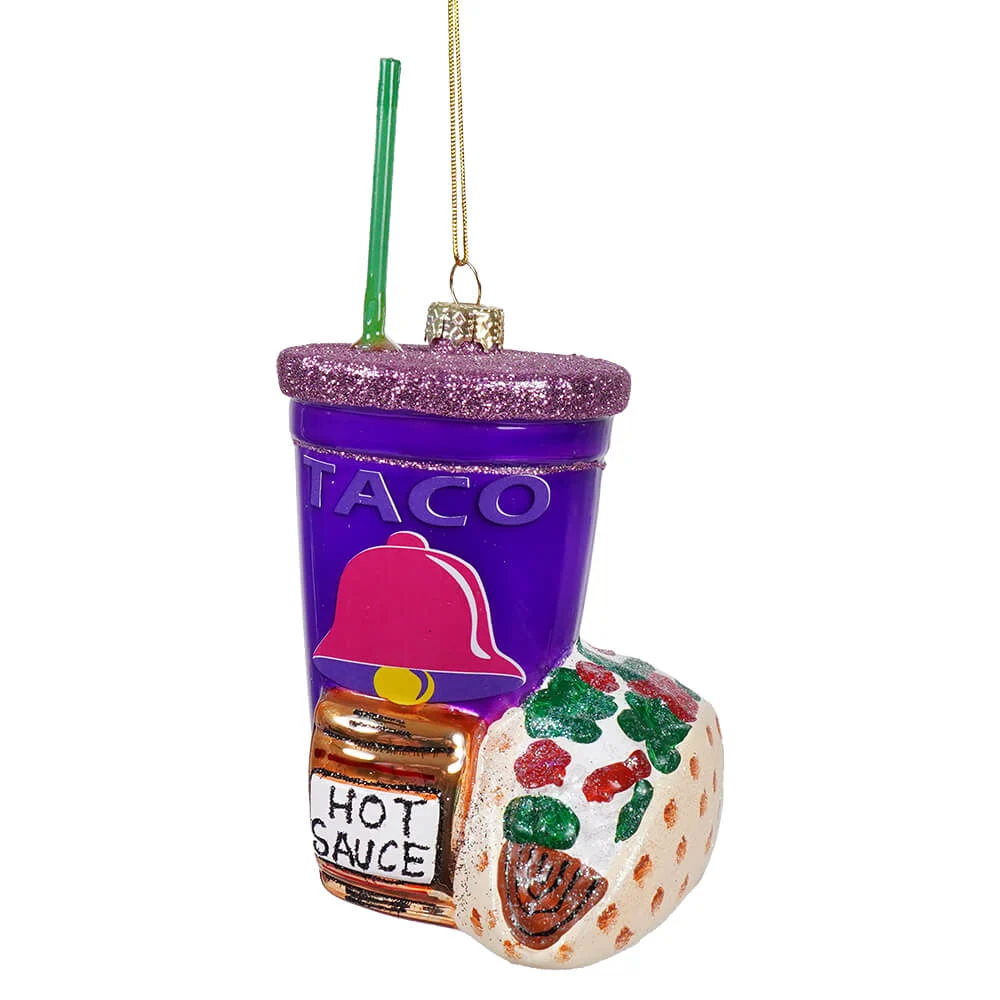 Fast Food Taco Glass Ornament