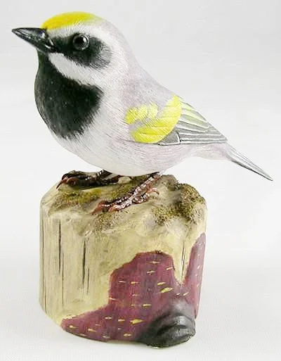 Golden Winged Warbler - Hand Carved Wooden Bird