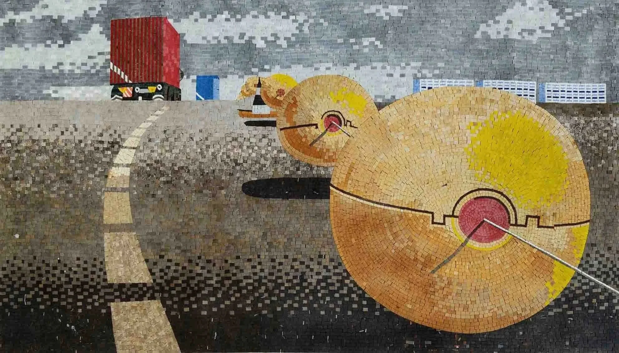 "Guiding Spheres " by Jeffrey Smart - Mosaic Reproduction
