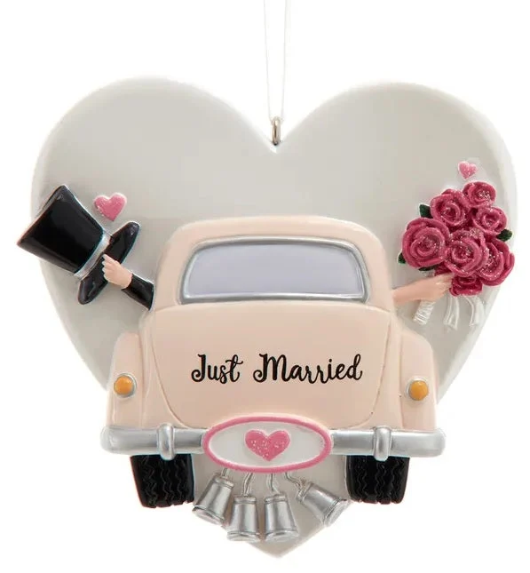 "Just Married" Wedding Car Ornament for Personalization