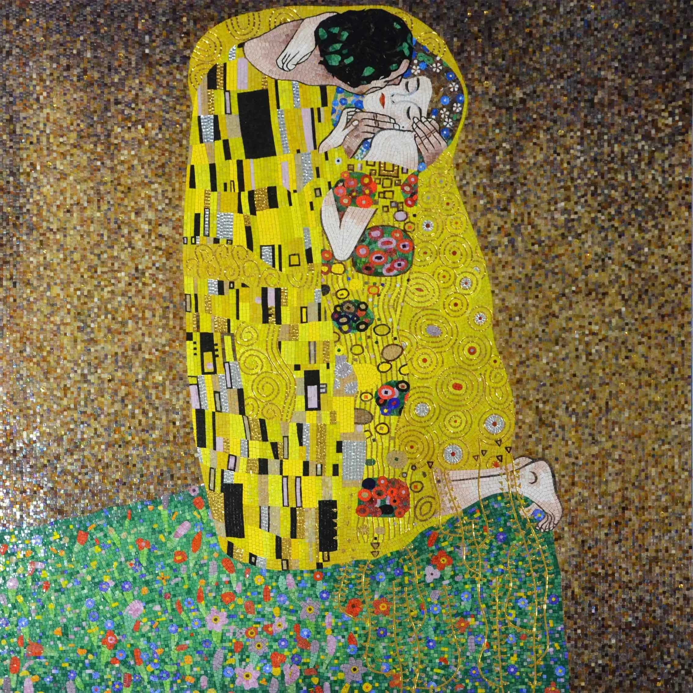 "The Kiss " By Gustav Klimt Mosaic Reproduction - Mosaic Art