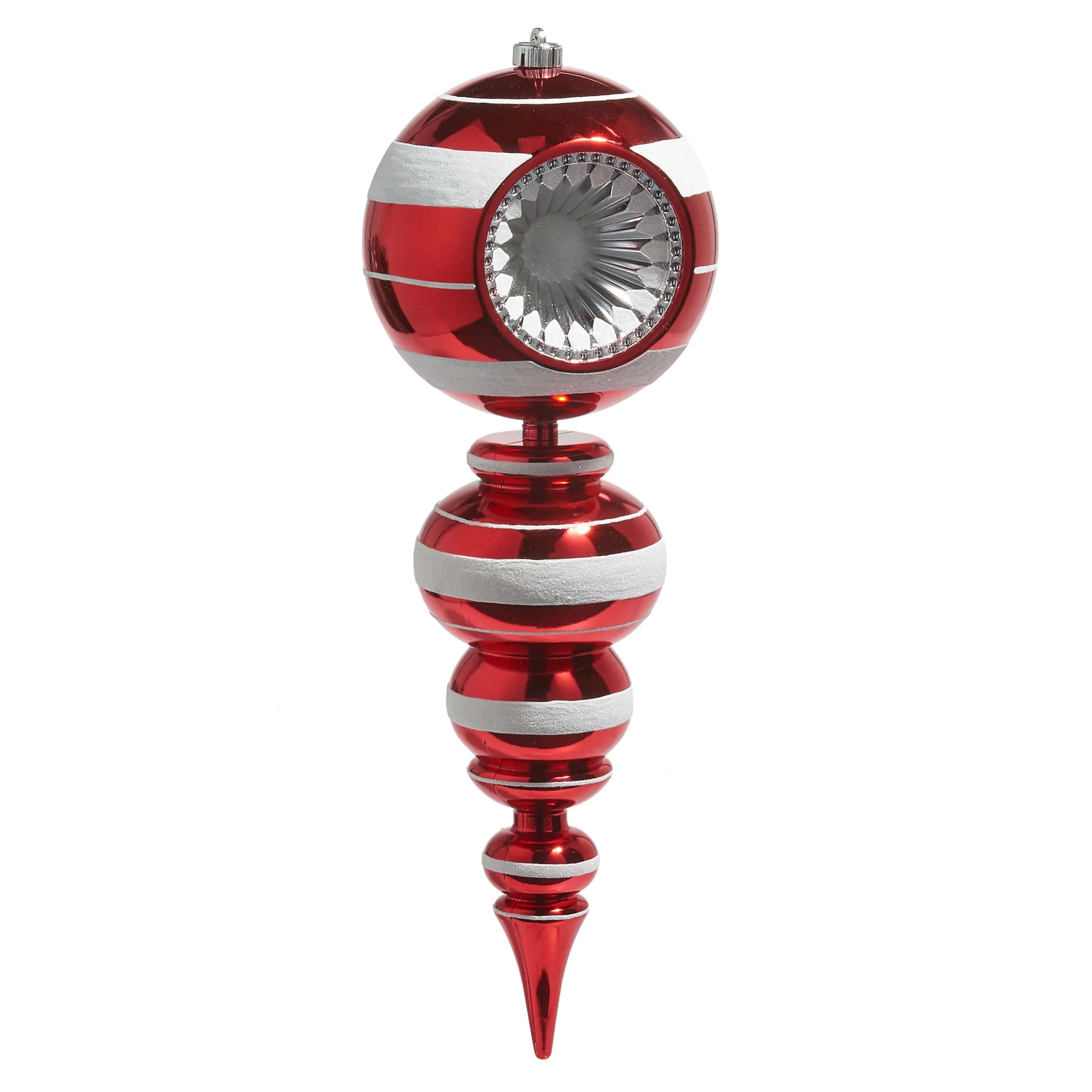 Large 22" Red & White Tiered Indent Reflector Ornament