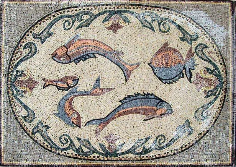 Multiple Fish Mosaic Rug