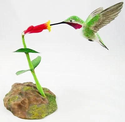 Open Wing Broad Tailed Hummingbird - Hand Carved Wooden Bird
