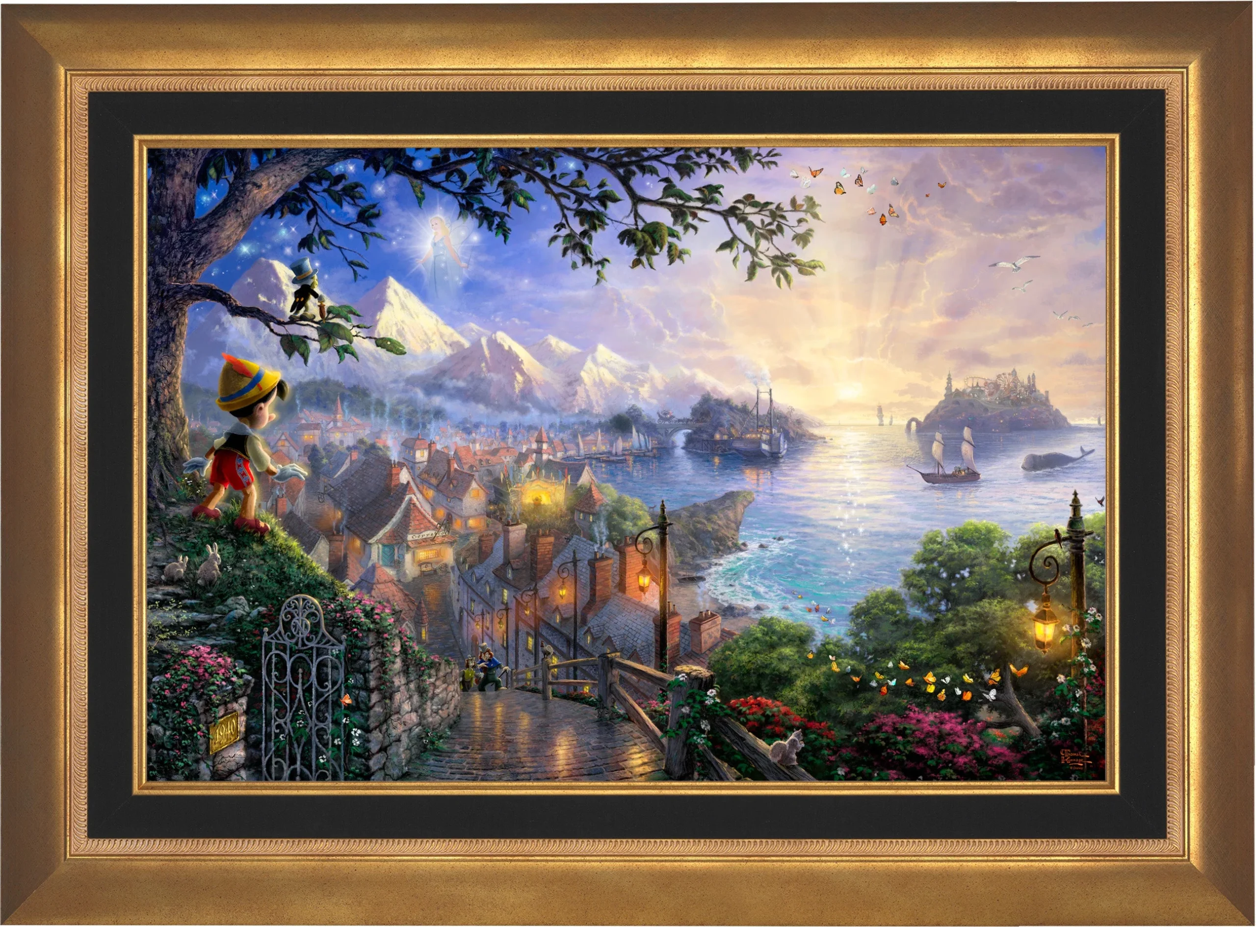 *RARE* Disney Pinocchio Wishes Upon A Star Framed Standard Numbered Ca