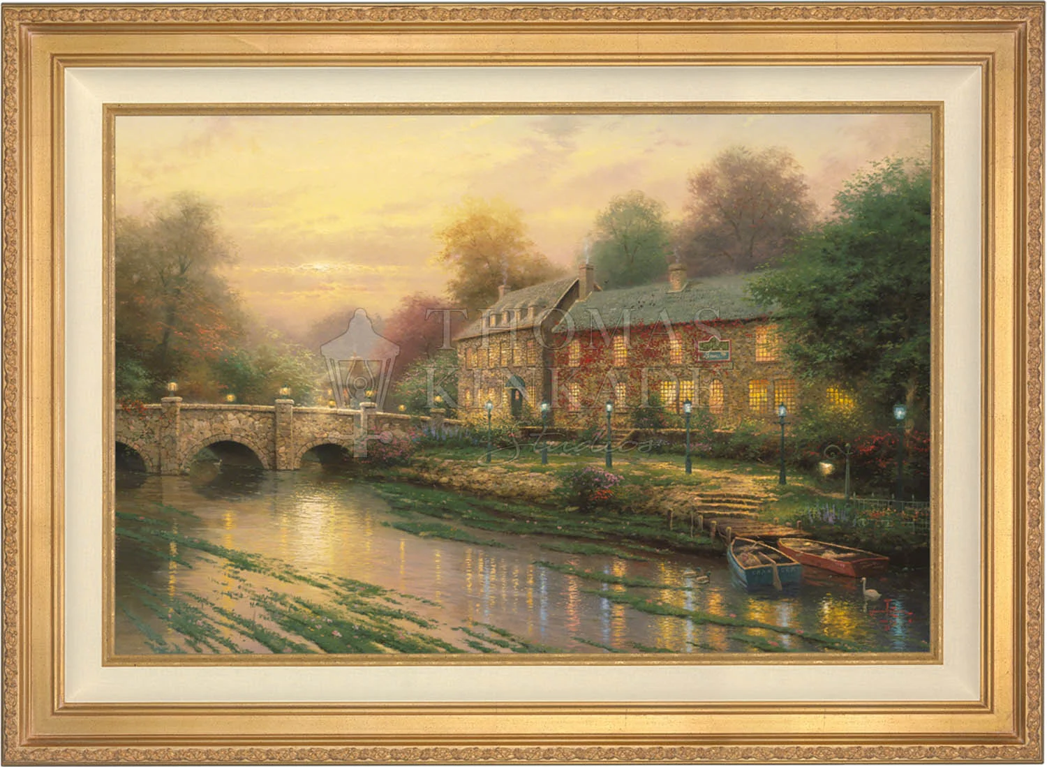*RARE* Lamplight Inn Framed Standard Numbered Canvas Antique Gold 18"