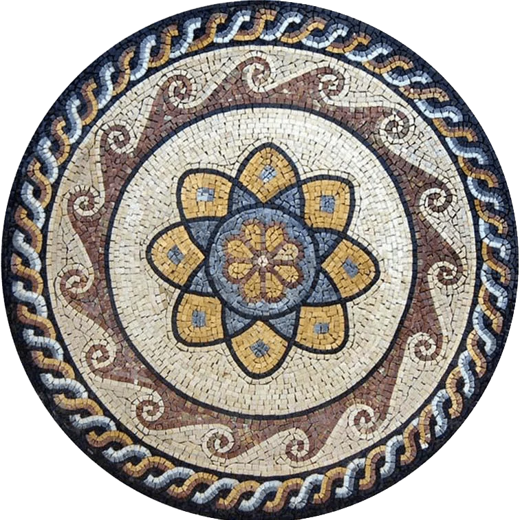 Round Marble Flower Mosaic - Lorea