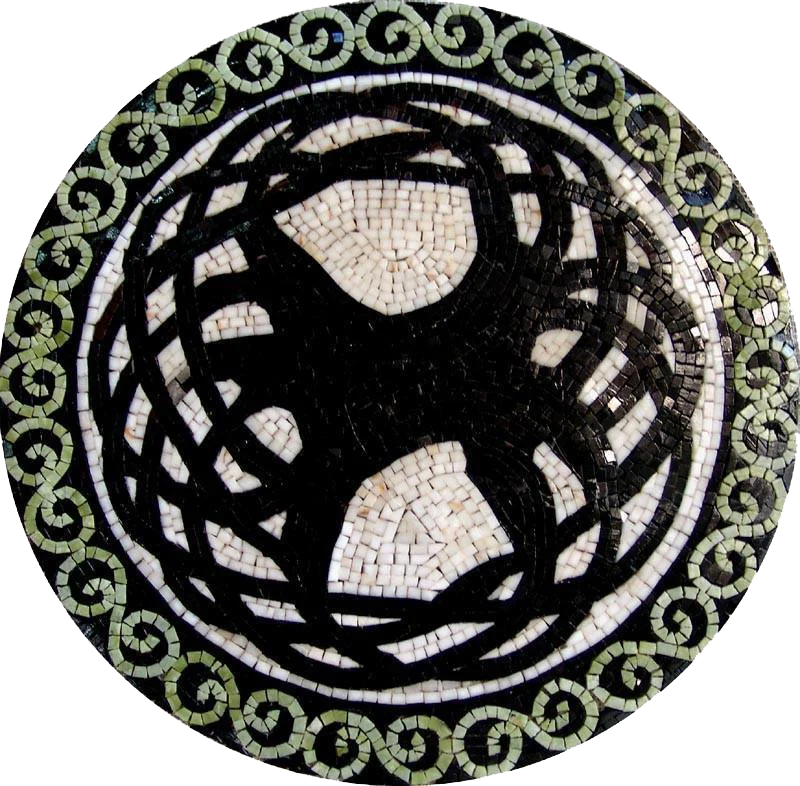 Round Modern Art Mosaic- Tangle
