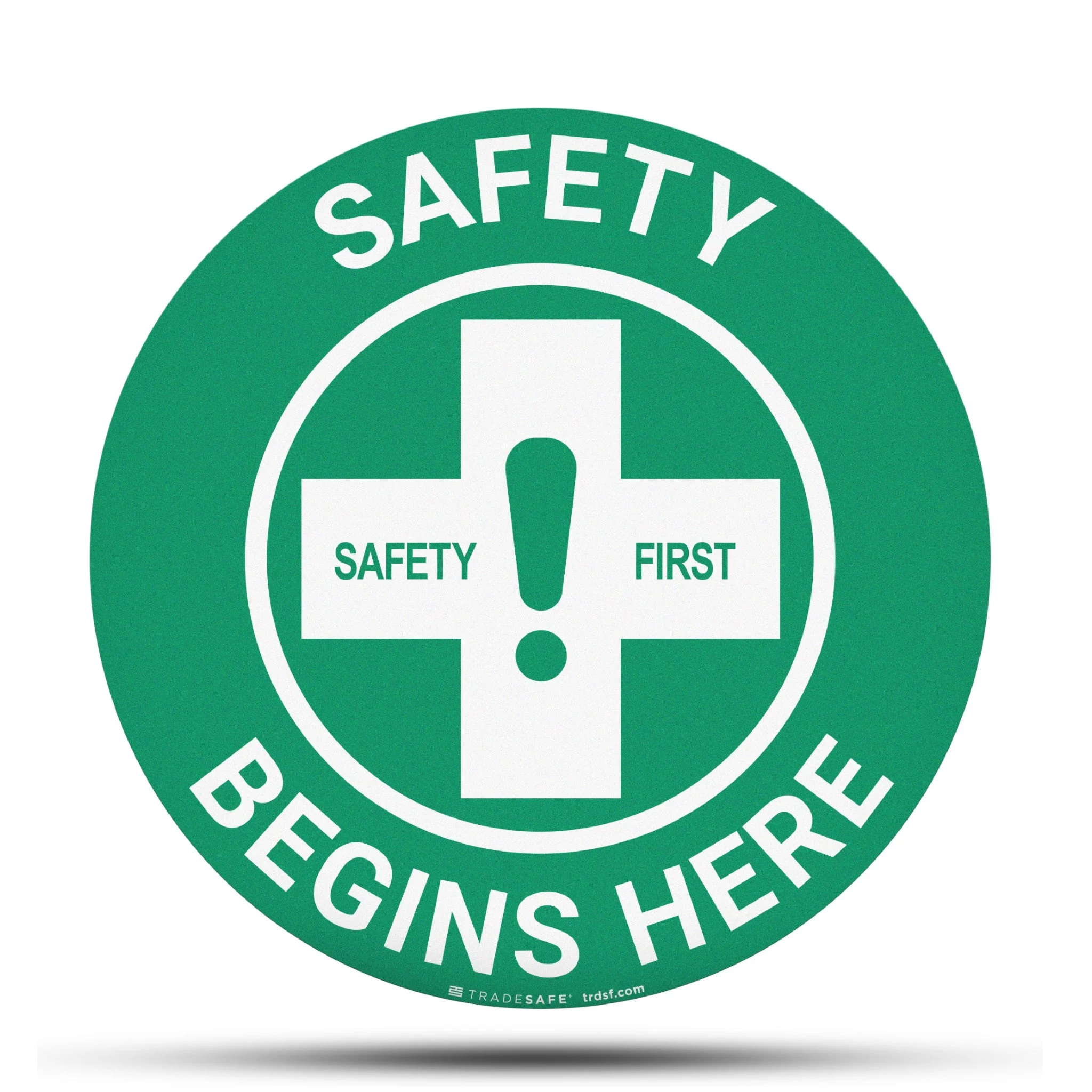 Safety Begins Here Floor Sign