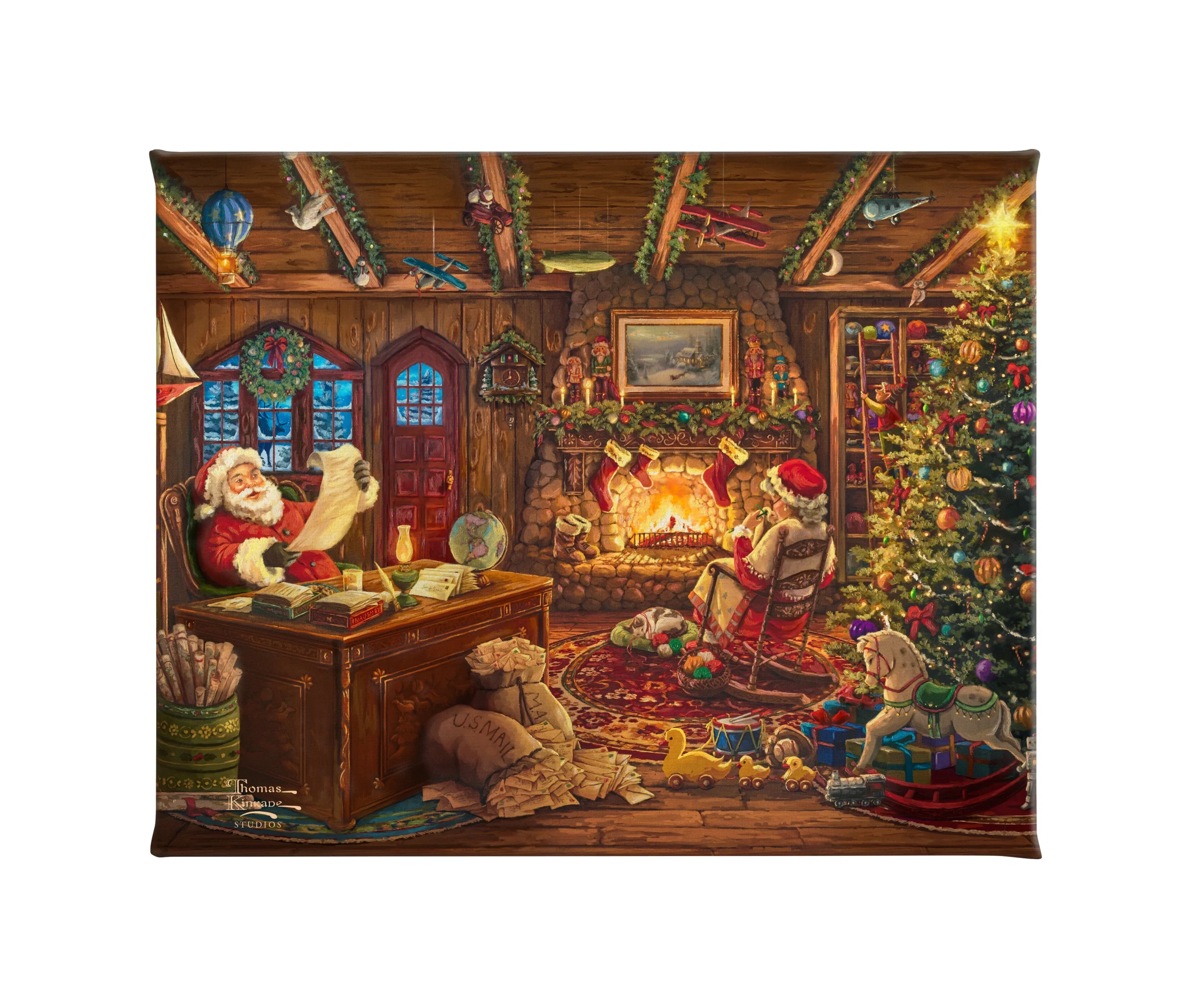 Santa Checking His List - 8" x 10" Gallery Wrapped Canvas