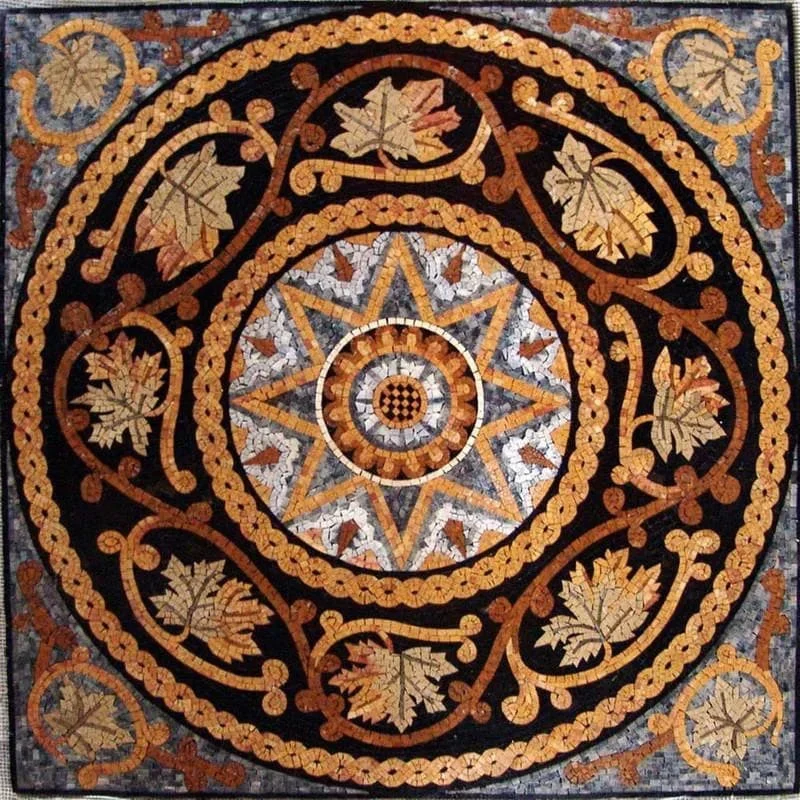 Shana's Botanical Roman Mosaic | Luxury Handcrafted Natural Stone Art