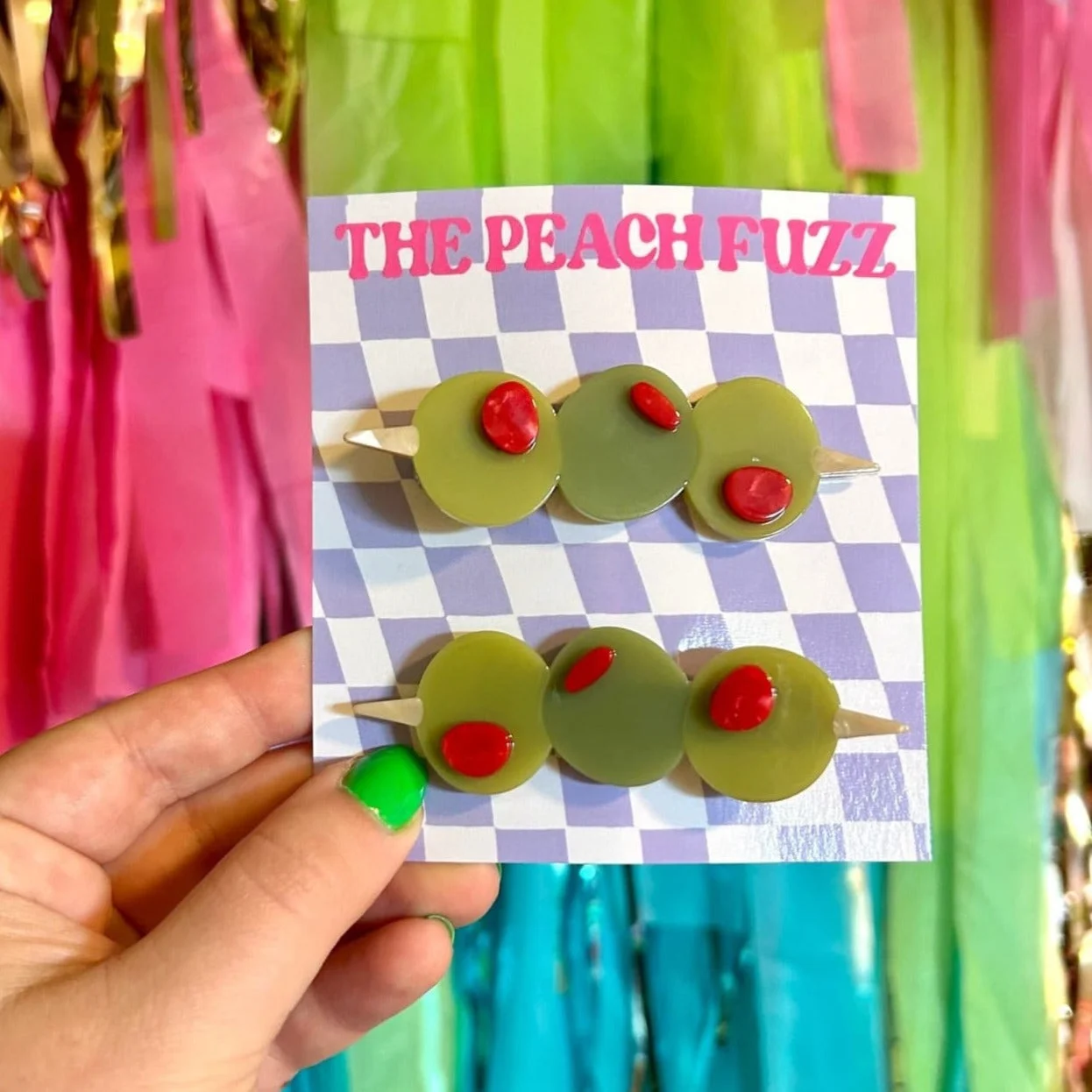 Stuffed Olive Hair Clip Set