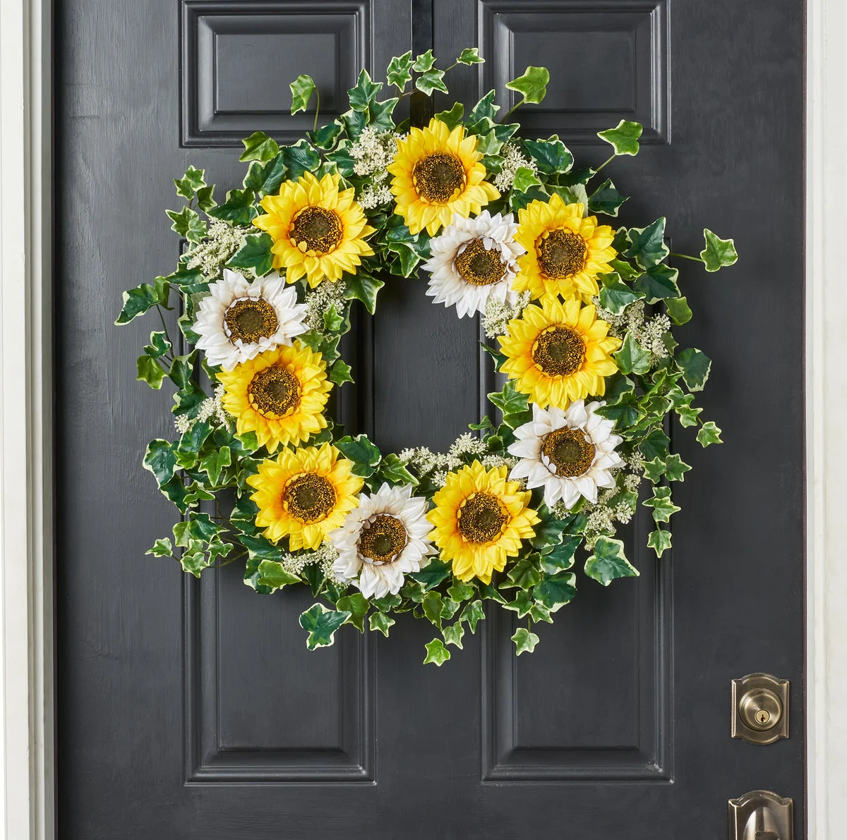 Sunflower, English Ivy, & Queen Anne's Lace Summer Estate Wreath