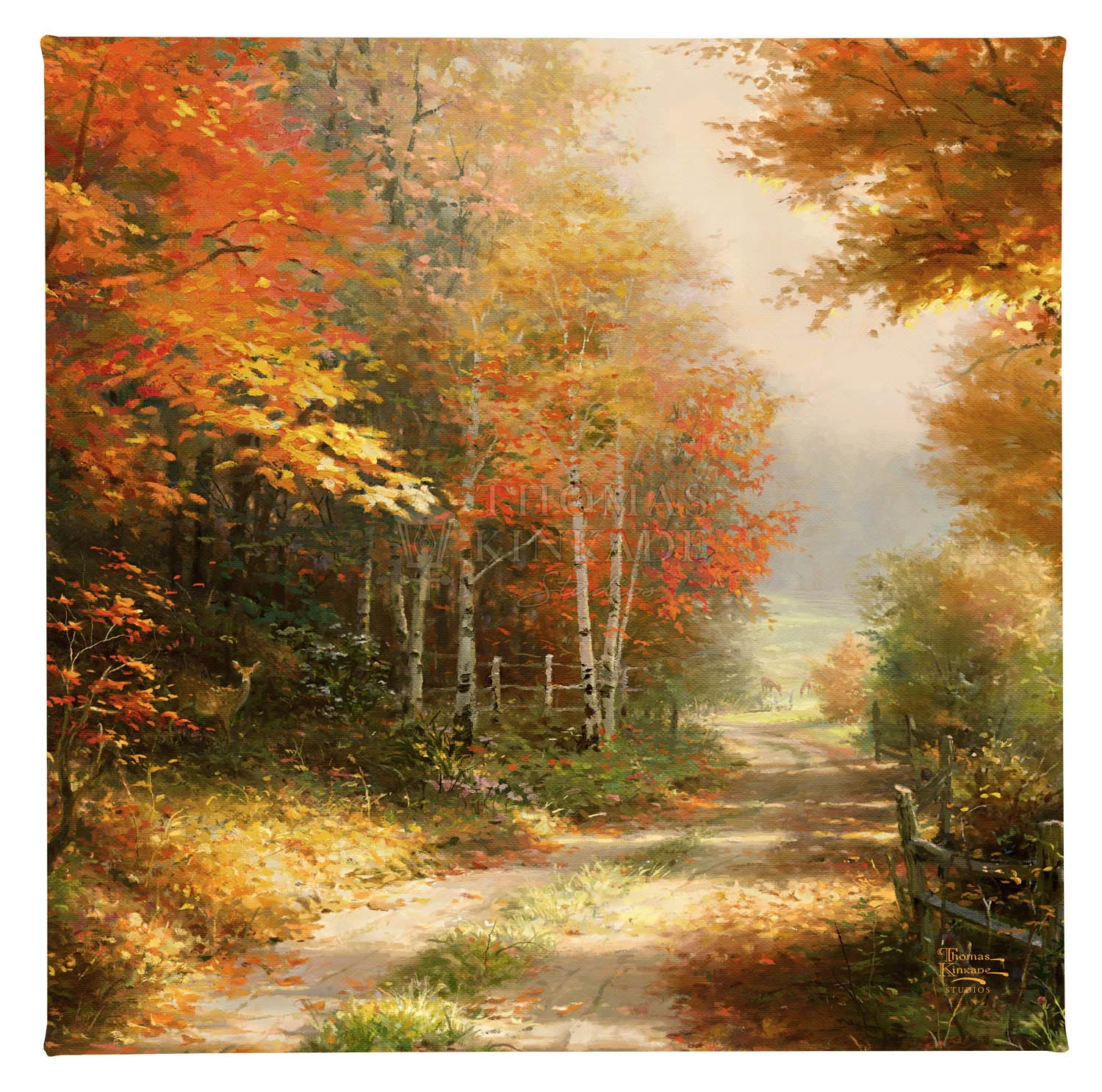 A Walk Down Autumn Lane - 14" x 14" Gallery Wrapped Canvas