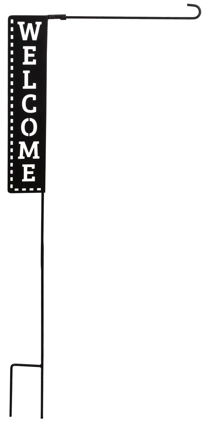 Welcome Laser Cut Garden Flag Stand