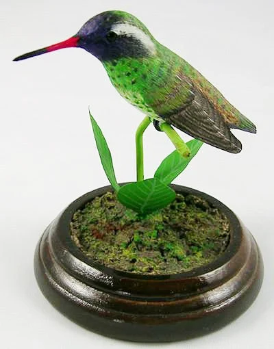 White Eared Hummingbird - Hand Carved Wooden Bird