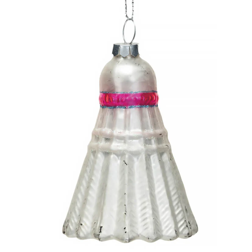 White & Pink Badminton Ornament