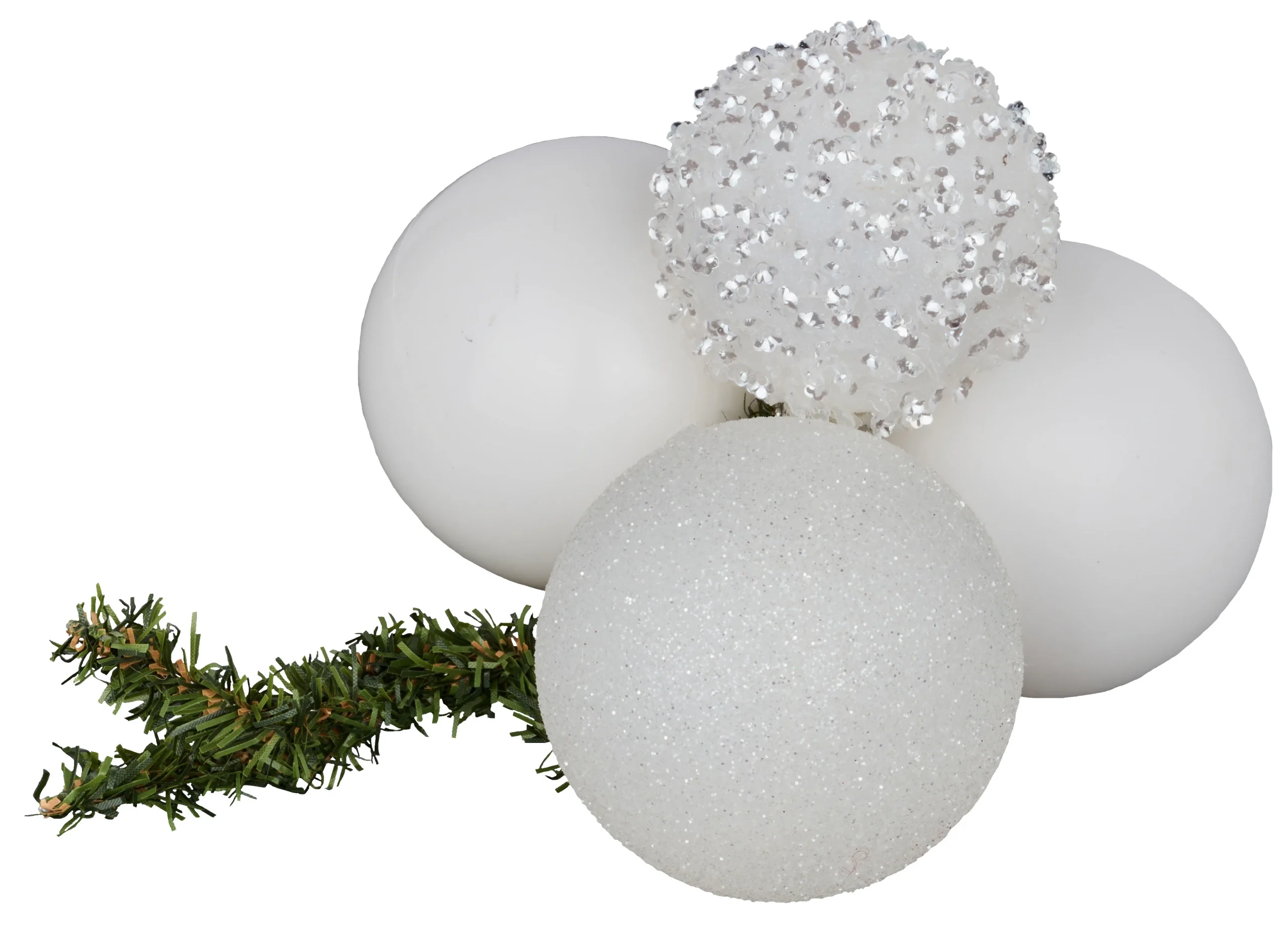 White Sequin Glitter Ball Cluster Decoration