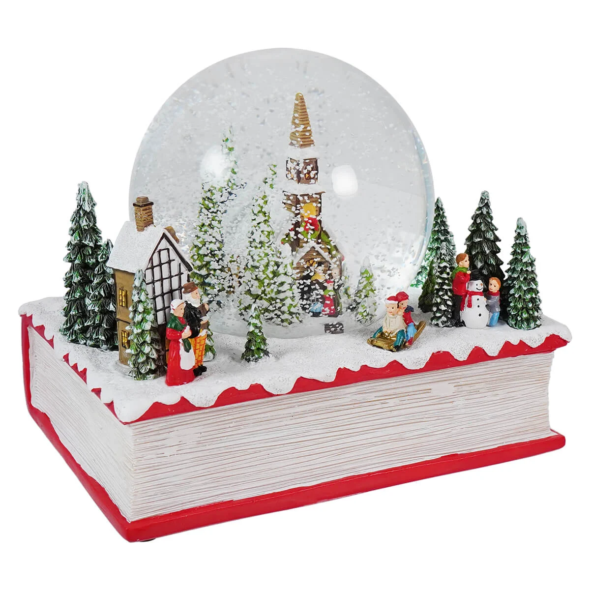 Winter Church Musical Water Globe on Book