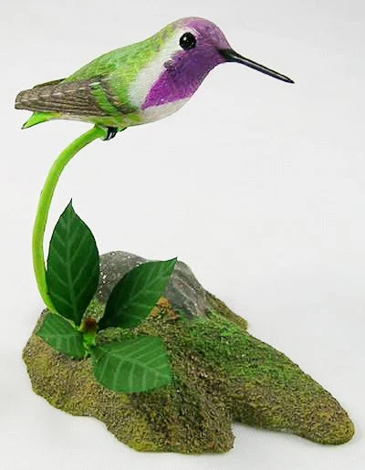 Wooden Birds - Costa'sHummingbird - Hand Carved Wooden Bird
